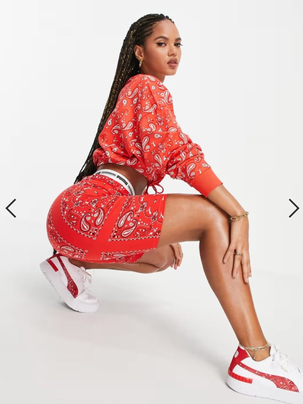 NWOT Puma SET Off Beat Red Paisley - Shorts and Crop - Size Small